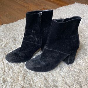 Black Booties Velvet Material
